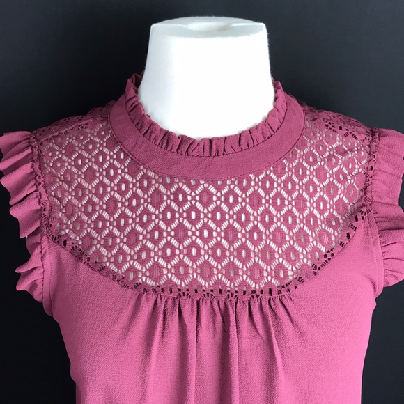 Lily White Ruffle and Lace High Collar Tank - Picture 3 of 8